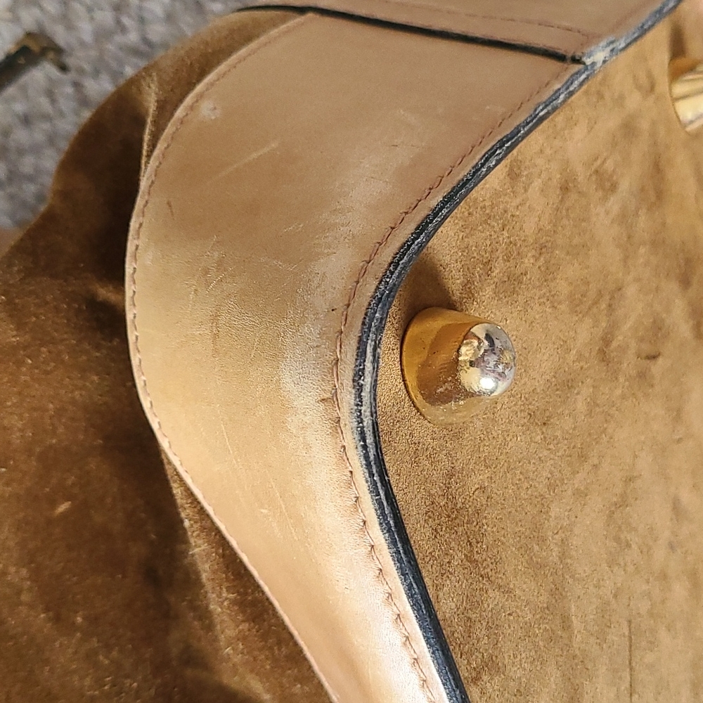 GUCCI suede travel bag, vintage, large rectangular satchel, rare - Picture 10 of 16